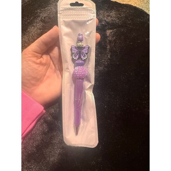 Beaded Purple Pen‎ Individual Custom Made - Picture 1 of 2